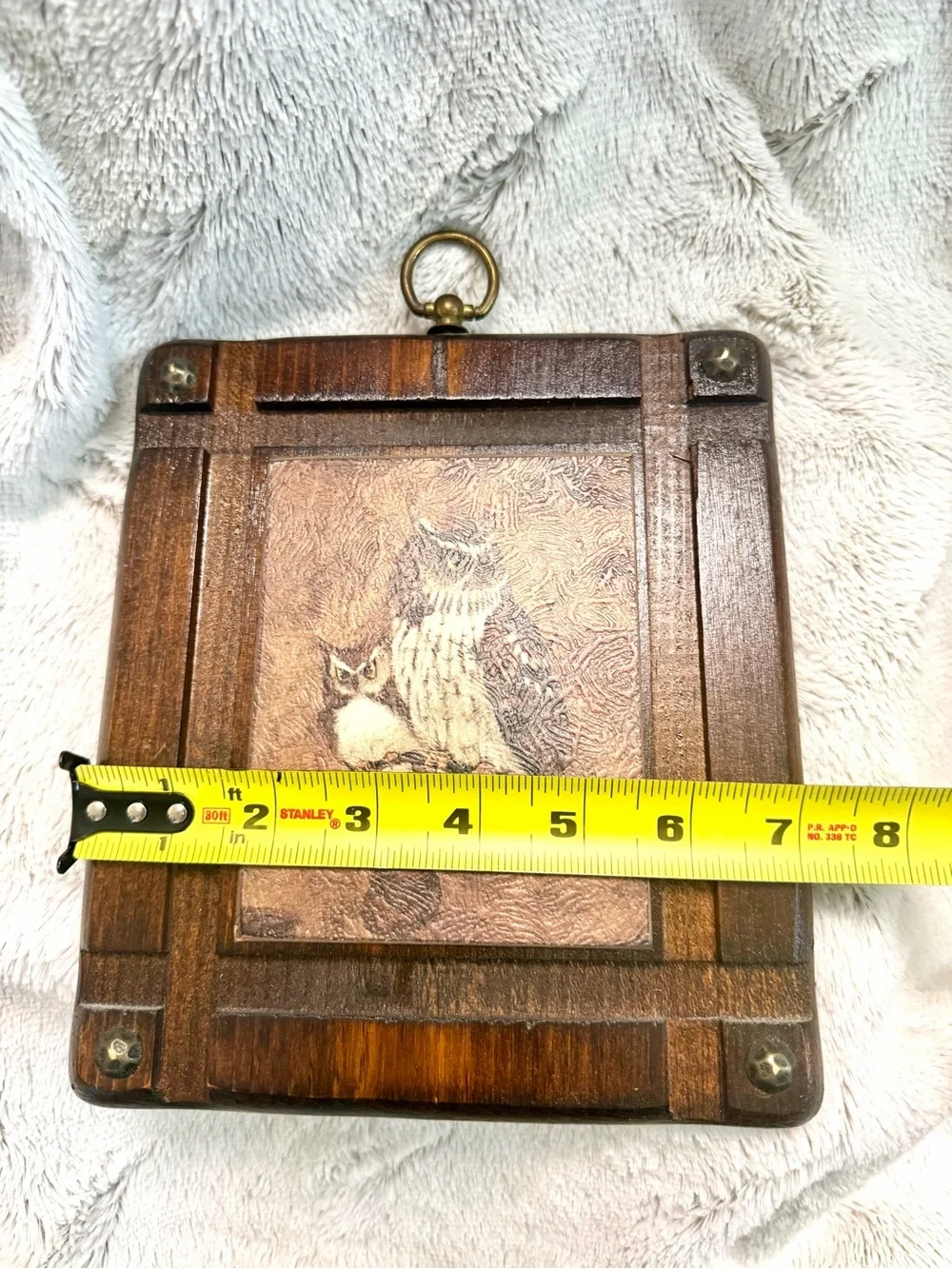 Rustic Wooden Owl Plaque Wall Hanging in Brown